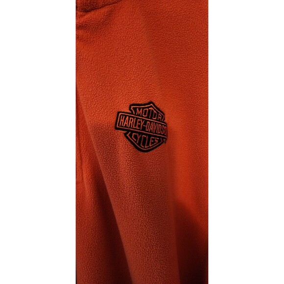 Harley Davidson 1/4th Zip Sweater Mens XLarge Orange Pullover Fleece Lightweight - Picture 2 of 6